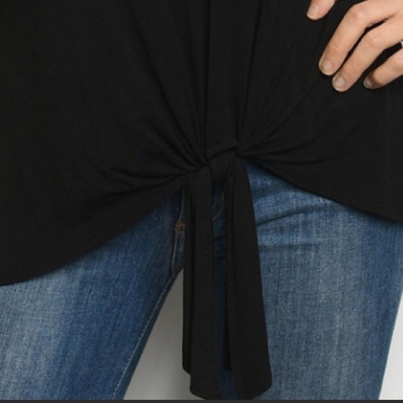 NEW Animal Print Tie Front Top S Small Black Brown - Picture 5 of 5